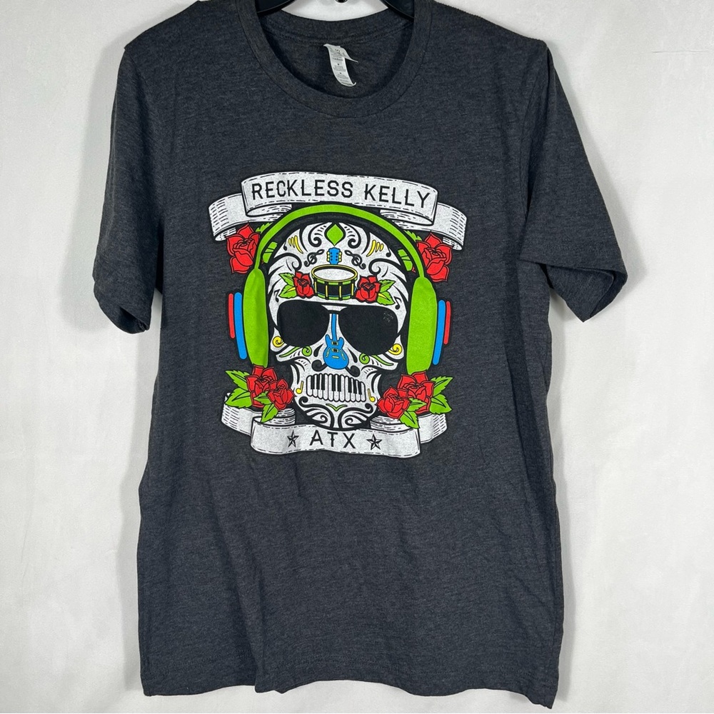 Reckless Kelly ATX Dia De Los Muertos t-shirt size medium womens Bella Canvas.